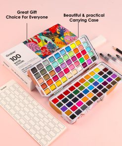 Alternative view of Grabie Watercolor Paint Set of 100 Color with Water Brush Pens | Water Brush Pens Included. Portable Carrying Case. High Pigment Paints. Smooth Blending. Travel Painting
