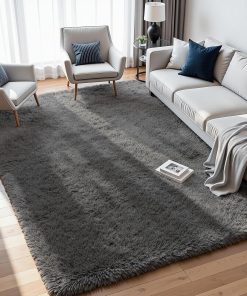 8x10 Fluffy Shag Area Rugs for Living Room Bedroom: Soft Plush Carpet Grey | Upgraded Non-Slip Thick Memory Foam. Ultra Soft. Non-Shedding Fuzzy Carpet. Easy Clean Decor for Kids Room. Nursery. Playroom